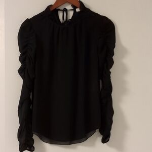 See By Chloe Black Ruffled Blouse